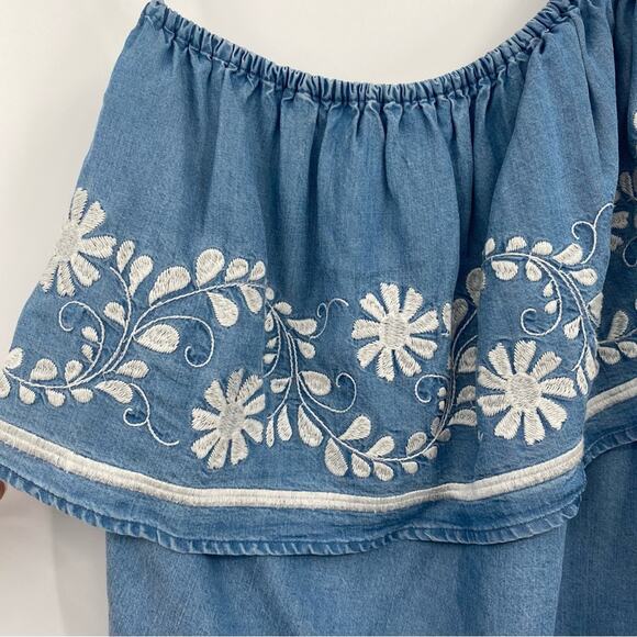 Rebecca Minkoff Women's Rita Denim Blue Chambray One Shoulder Top Size Small - Picture 4 of 10